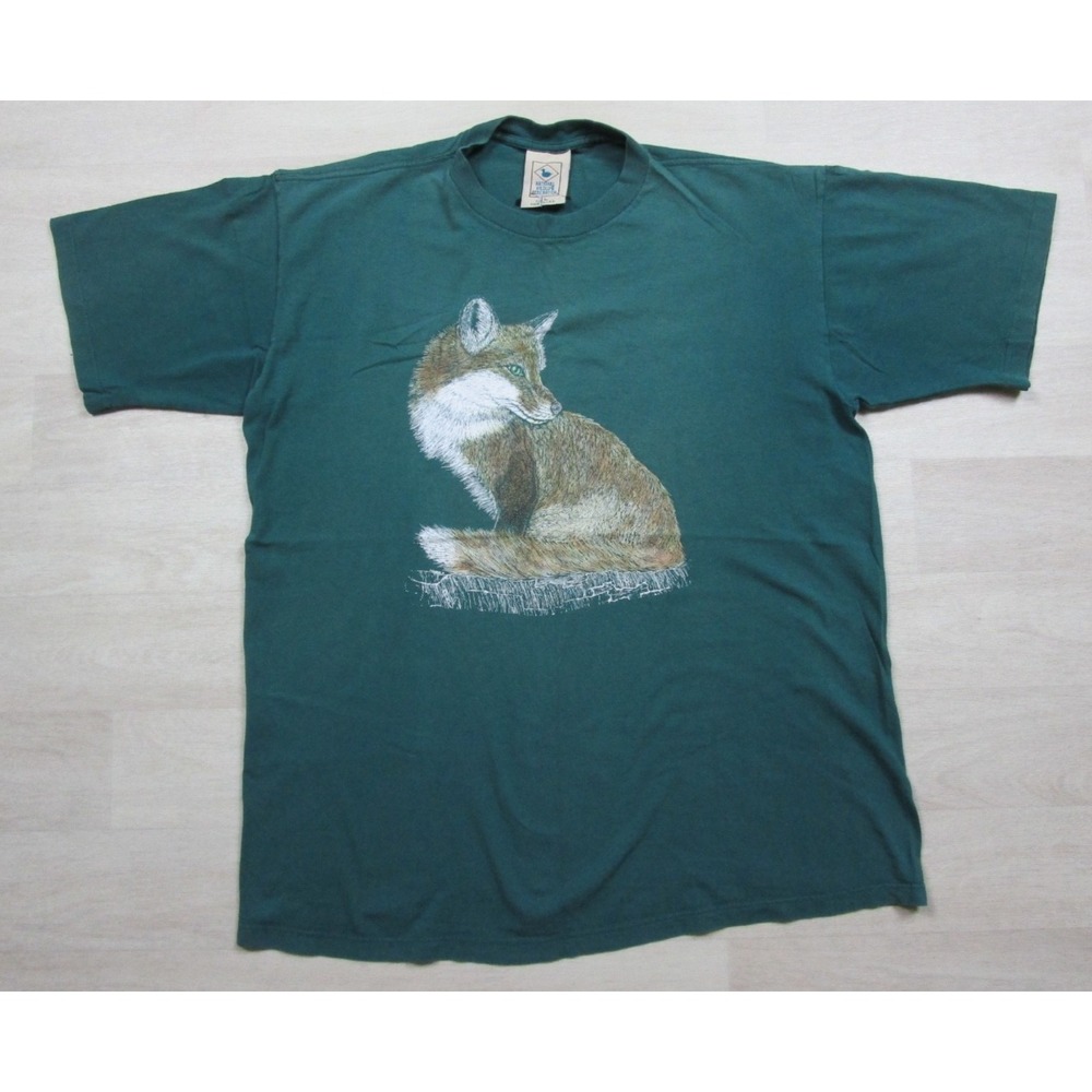 Vintage 90s Fox T Shirt Men's (L) National Wildlife Federation Single Stitch USA